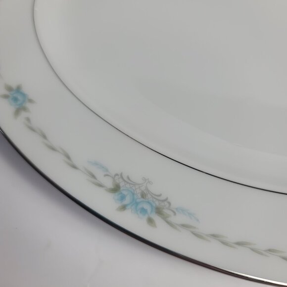 Style House Corsage Serving Platter White with Blue Roses 12 Inch - Picture 15 of 16